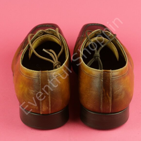Magnanni Dress Shoes Mens 10.5D Brown Apron Toe Romelo Cognac Derby - Picture 3 of 8